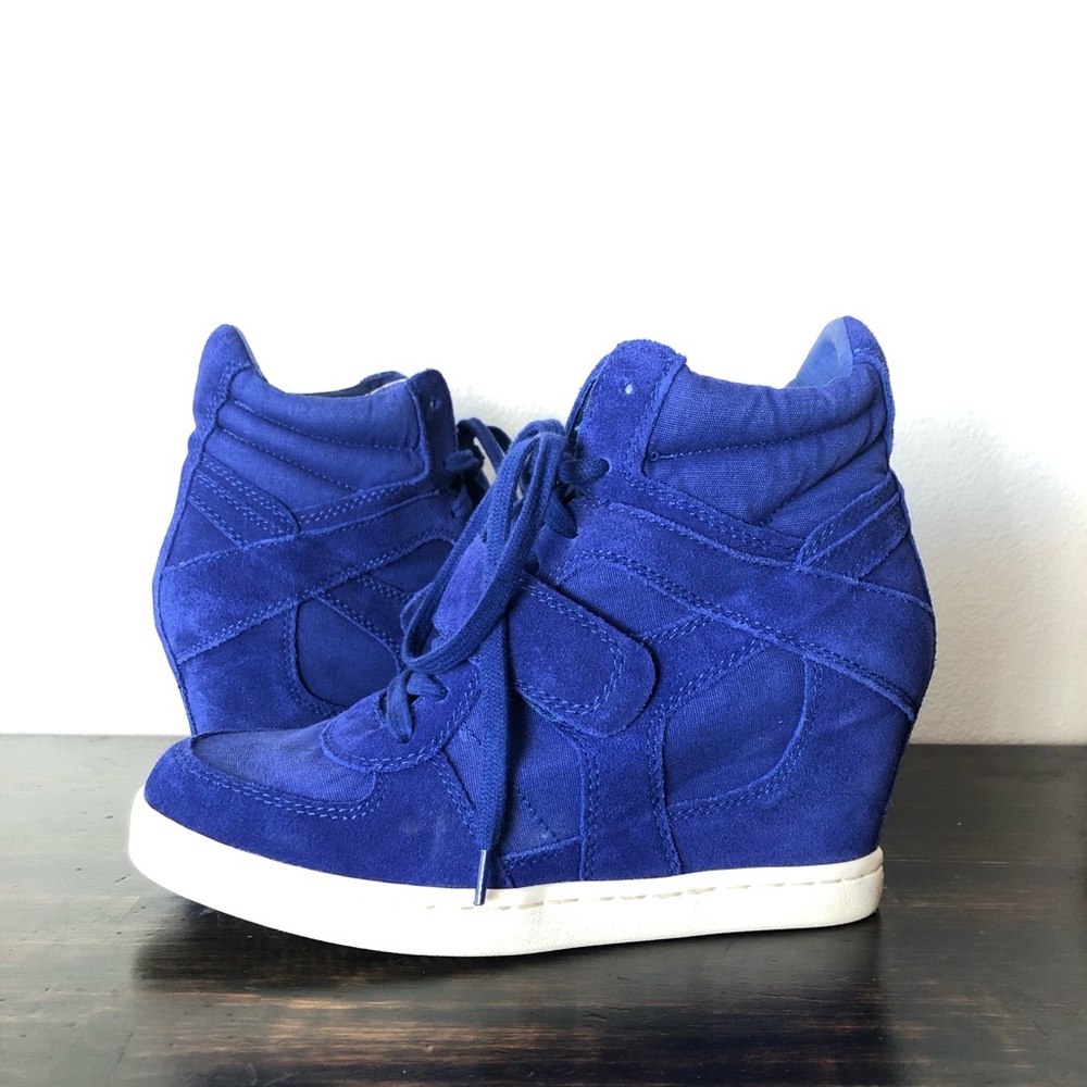 Women's Blue Suede High-Top Sneakers